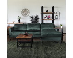 Hoekbank design Lizza 269cm bank donkergroen velvet loungebank zowel links als rechts bankstel hoeksalon zetel