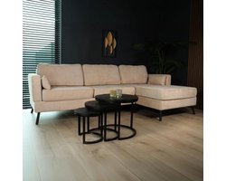 Hoekbank design Lizza 270cm bank beige chenille loungebank zowel links als rechts bankstel hoeksalon zetel