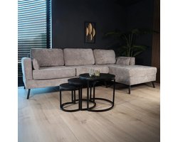 Hoekbank design Lizza 270cm bank grijs chenille loungebank zowel links als rechts bankstel hoeksalon zetel