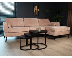 Hoekbank design Lizza 270cm bank taupe chenille loungebank zowel links als rechts bankstel hoeksalon zetel