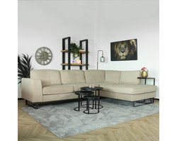Hoekbank design Puckerto 290cm bank taupe velvet hoek loungebank rechts bankstel hoeksalon zetel