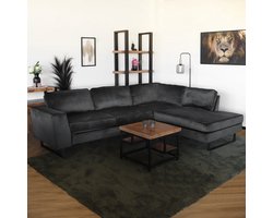 Hoekbank design Puckerto 290cm bank velvet antraciet hoek loungebank rechts bankstel hoeksalon zetel