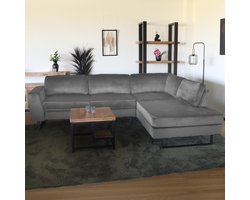 Hoekbank design Puckerto 290cm bank velvet grijs hoek loungebank rechts bankstel hoeksalon zetel