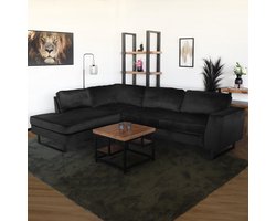Hoekbank design Puckerto 290cm bank velvet zwart hoek loungebank links bankstel hoeksalon zetel