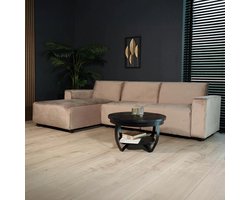 Hoekbank design Riley 270cm bank champagne velvet loungebank links hoeksalon