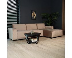 Hoekbank design Riley 270cm bank champagne velvet loungebank rechts hoeksalon