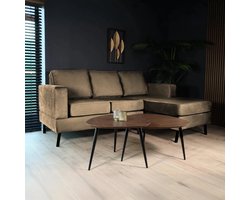 Hoekbank design Venna 200cm bank bruin velvet loungebank zowel links als rechts bankstel hoeksalon zetel
