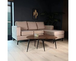 Hoekbank design Venna 200cm bank champagne velvet loungebank zowel links als rechts bankstel hoeksalon zetel