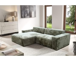 hoekbank dirk- velvet green- loveseat - brede lounge - hoeksalon left- zetelsenbedden