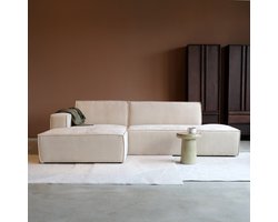 Hoekbank Enzo beige loungebank 280cm polyester bankstel links