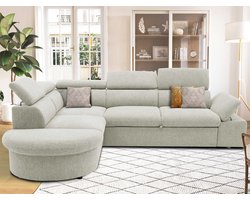 Hoekbank Firenze links - met bedfunctie - beige stof - PGS - Hoekbank - Beige - Hout; Stof