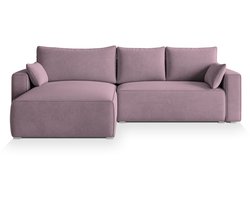 HOEKBANK FORIL Lila Veloursstof met slaapfunctie