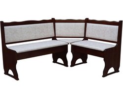 Hoekbank Grenen Hout Notenkleur met Beige Eco-Leer Bekleding