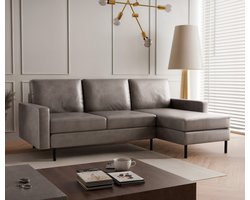 Hoekbank Hanneke - Suède Look - Taupe - Universeel - Links of Rechts - Hoekzetel - L-bank - Zetel - Chaise lounge - Lederlook - Eco-leer - Direct leverbaar - 3 zits