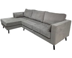 Hoekbank Hilde 270cm bank grijs chenille links hoeksalon