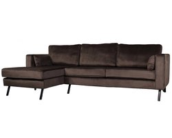 Hoekbank Hilde 270cm loungebank donkergrijs velvet links bankstel hoeksalon zetel