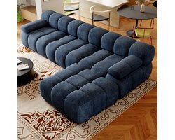 Hoekbank Hoekmodel 200 cm Stof Woonkamer Blauw