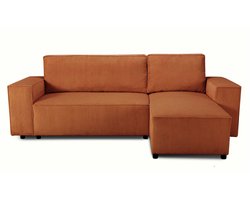 Hoekbank Josh rechts - met opbergruimte - terracotta ribfluweel
