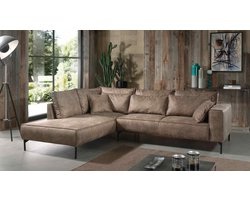 Hoekbank Koblenz Links - Hoeksalon Taupe Microvezelstof - Ergonomisch zitbank hoekzetel zetelsenbedden