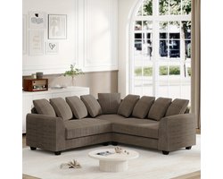 Hoekbank L-Vorm – Hoekbank Modulair – Loungebank – Sectiebank – Zwarte Corduroy Stoffering – Plush Schuim Kussens – Multifunctioneel Design