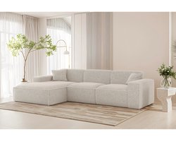 Hoekbank L-vorm Luga – Teddy Stof (Sven) – 268x169 cm – Links – wit– Bellavero
