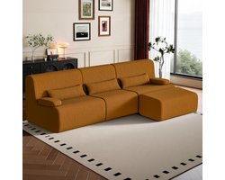 Hoekbank - L-vormig - Comfortabele stoffen of leren bank - Deel met slaapfunctie - Modern & ruim - Oranjegeel