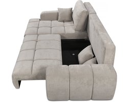 Hoekbank links in chenillestof "Verneuil" - 3-zits - Beige