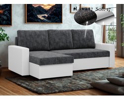 Hoekbank LUNA - Universeel --- Slaapbank met 2 X opbergruimte - Links of Rechts - Direct Leverbaar - Zetel met slaapgedeelte - 3 zits---"Lawa17-Soft17"