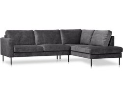 Hoekbank Maxima-Velvet rechts- kleur Antraciet