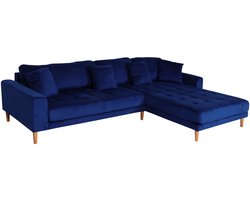 Hoekbank MCW-J54, bank 3-zits L-vormig liggedeelte links/rechts 295cm ~ fluweel blauw