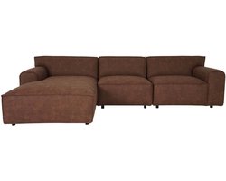 Hoekbank MCW-J59, bank met voetenbank links, Made in EU, waterafstotend 295cm ~ kunstleer bruin