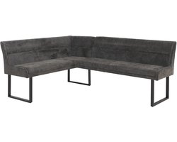 Hoekbank MCW-O81, eetkamerbank Bank, Öko-Tex (310 g/m²) Chenille stof/textiel Metaal 159 x 210 cm ~ donkergrijs