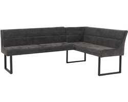 Hoekbank MCW-O81, eetkamerbank Bank, Öko-Tex (310 g/m²) Chenille stof/textiel Metaal 210 x 159 cm ~ donkergrijs