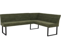 Hoekbank MCW-O81, eetkamerbank Bank, Öko-Tex (310 g/m²) Chenille stof/textiel Metaal 210 x 159 cm ~ groen