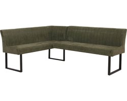 Hoekbank MCW-O82, eetkamerbank, (310 g/m²) chenille stof/textiel, metaal, 159 x 210 cm ~ groen