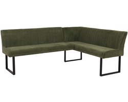 Hoekbank MCW-O82, eetkamerbank, (310 g/m²) chenille stof/textiel, metaal, 210 x 159 cm ~ groen