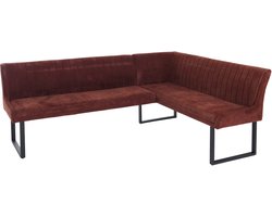 Hoekbank MCW-O82, eetkamerbank, (310 g/m²) chenille stof/textiel, metaal, 210 x 159 cm ~ rood