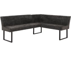 Hoekbank MCW-O82, eetkamerbank Bank, Öko-Tex (310 g/m²) Chenille stof/textiel Metaal 210 x 159 cm ~ donkergrijs