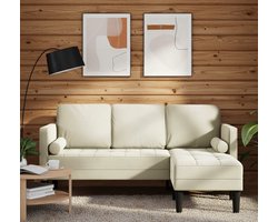 Hoekbank met Chaise Industrialhome Crème – Luxe Fluwelen 4-zits Bank met Waterdichte Kussens, Weerbestendig & Comfortabel – Moderne Binnen- en Buitenbank 173x131x67 cm – Stijlvolle Loungehoek voor Woonkamer & Terras