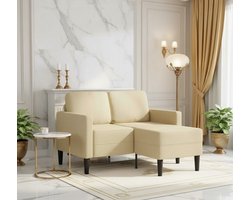Hoekbank met Chaise Longue Industrialhome Oslo – 2-zits L-vorm Stoffen Bank Crème – Compacte Designbank met Kussens, Comfortabele Tweezitsbank voor Woonkamer of Slaapkamer – 125 cm Modern Scandinavisch Ontwerp