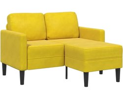 Hoekbank met lounge - Zitbank slaapbank - Woonkamer inrichten - Fluweelzachte stof - 125 cm breed - Geel