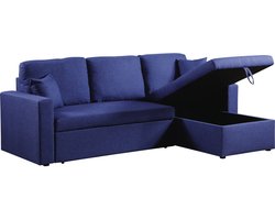 Hoekbank met opbergruimte slaapbank meubel links of rechts bank "Alain" - 3 zits - Blauw