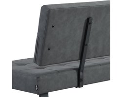 Hoekbank met Rugleuning Donkergrijs Faux Leer Onderhoudsvriendelijk voor Woonkamer of Hal 140 cm