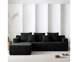 Hoekbank met Slaapfunctie 240 x 154 x 86 cm – Corduroy L-Vormige 3-Zits Modulaire Slaapbank Oranje – Geen Montage Nodig – Pauwhome