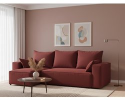 Hoekbank met slaapfunctie 246x145 cm – Luxe L-vormige Slaapbank met Bedlade & Opbergruimte – Comfortabele 3-zits Slaap Hoekbank – Moderne Sofa in Velo 628 Rode Wijn – Universeel Links/Rechts Monteerbaar – Medahomestore