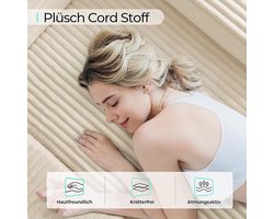 Hoekbank met Slaapfunctie 270 cm | L-vormige Modulaire Corduroy Bank met Chaise Longue, 3-Zits & Voetenbank, Geen Montage, Beige – Pauwhome