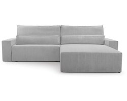 Hoekbank met Slaapfunctie - 297 x 200 x 85 cm - Comfortabele en Stijlvolle Familiebank - DENVER L - Poso 110 Lichtgrijs