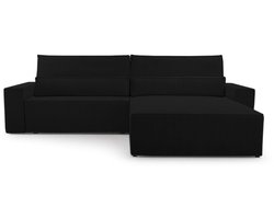 Hoekbank met Slaapfunctie - 297 x 200 x 85 cm - Comfortabele en Stijlvolle Familiebank - DENVER L - Poso 135 Zwart