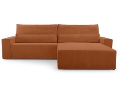 Hoekbank met Slaapfunctie - 297 x 200 x 85 cm - Comfortabele en Stijlvolle Familiebank - DENVER L - Poso 40 Oranje
