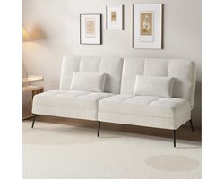 Hoekbank Met Slaapfunctie – 3-Zitsbank – Slaapbank – Loungebank – Verstelbare Rugleuning – Katoenen Fluweel – Metalen Frame - Beige